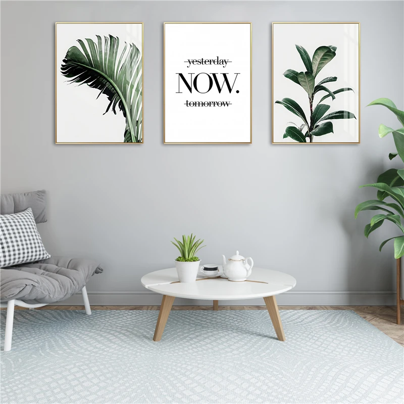 

Nordic Golden Pineapple Green Leaves Canvas Painting Wall Art Letter Quotes Posters And Prints Plants Pictures For Living Room