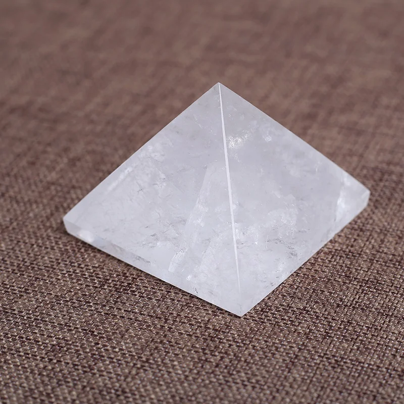 

Pyramid-Finest Big Clear Crystal Gemstone 2.36" Carved Pyramidal Crystal Healing Crafts
