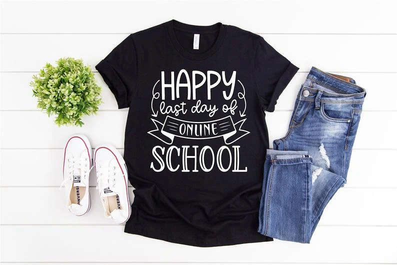 

Happy Last Day Of Online School, Last Day Shirts For Teachers, Distance Learning Teacher, Virtual Teacher Shirt, Remote O519