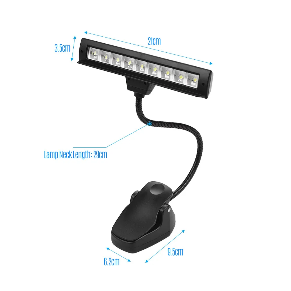 Clip-On Orchestra LED Lamp Two-Level Adjustable Music Stand Reading Light with 9 Beads Musical Instrument Accessory | Спорт и