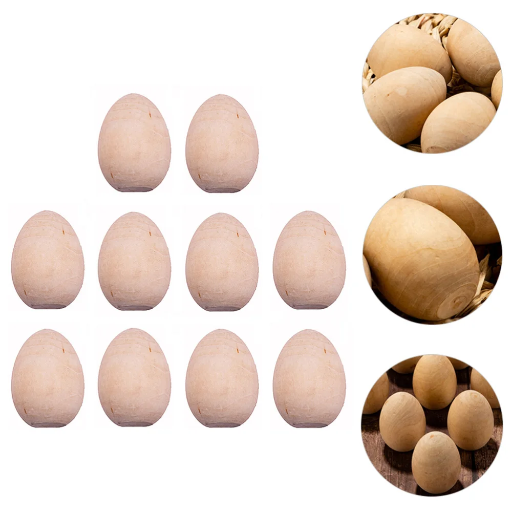 

20Pcs Unpainted Wood Fake Easter Eggs for Kids DIY Game Kitchen Adornment