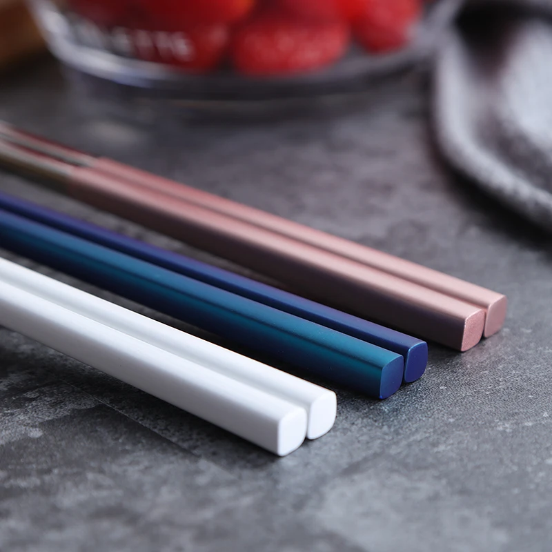 304 Stainless Steel Square Chopsticks Rose Gold Colorful Chinese Japanese environmentally friendly Reusable Tableware | Дом и сад