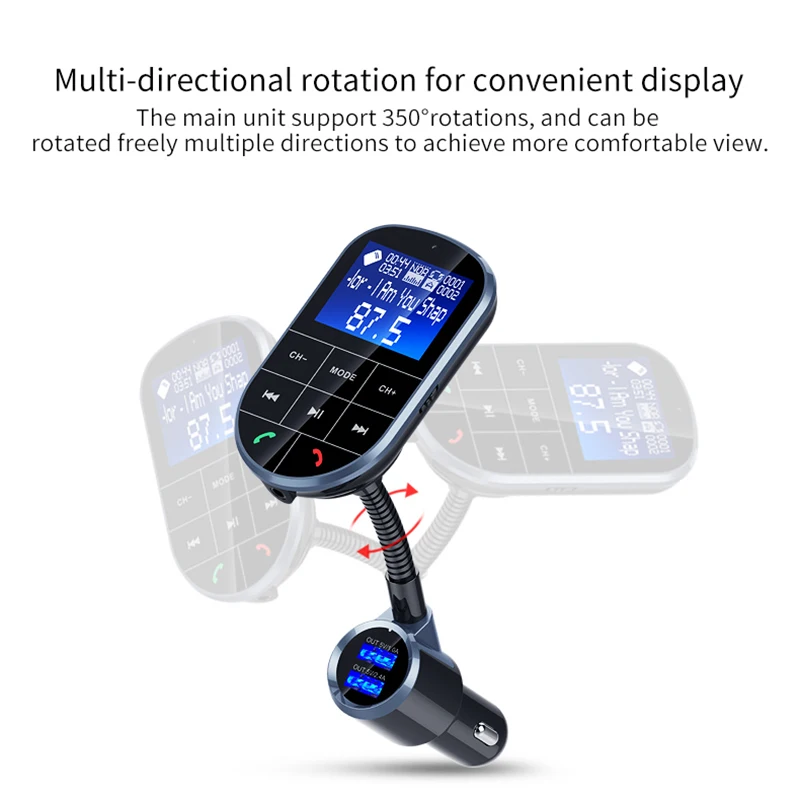FM модулятор Bluetooth 4,2 MP3 музыкальный плеер Автомобильный комплект fm-передатчик Bluetooth радио передатчик AUX модулятор двойной usb зарядка
