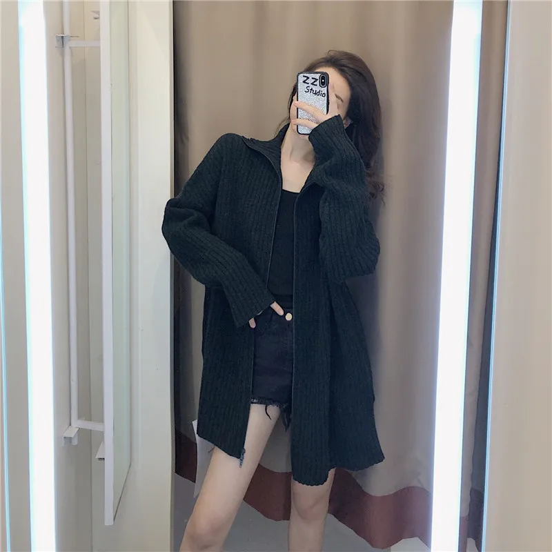 

2020 new fashion medium long sweater lazy casual cardigan versatile knitted jacket for women in spring and Autumn