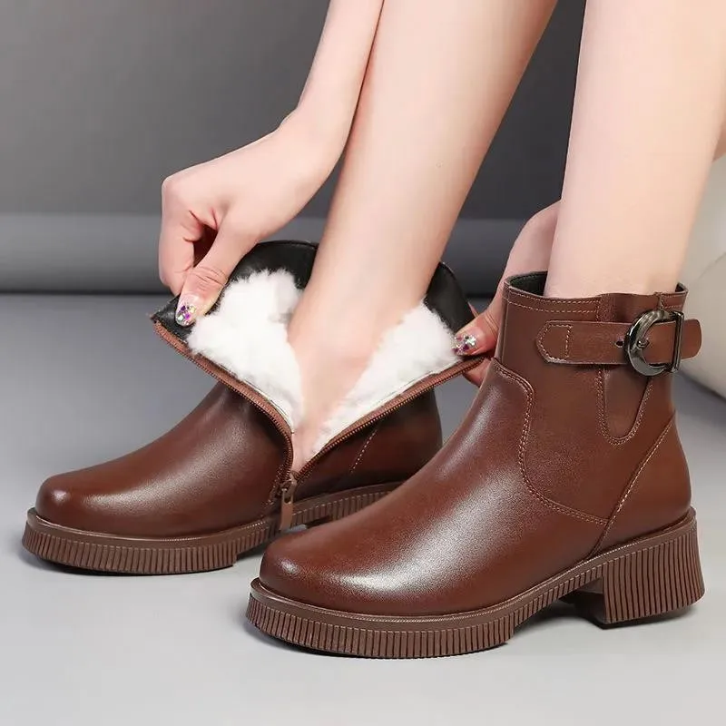 

Fashion Retro Platform Shoes Woman Round Toe Ladies Shoes Classic Pu Leather Winter Women Boots 2021 Ankle Boots Ladies Shoes