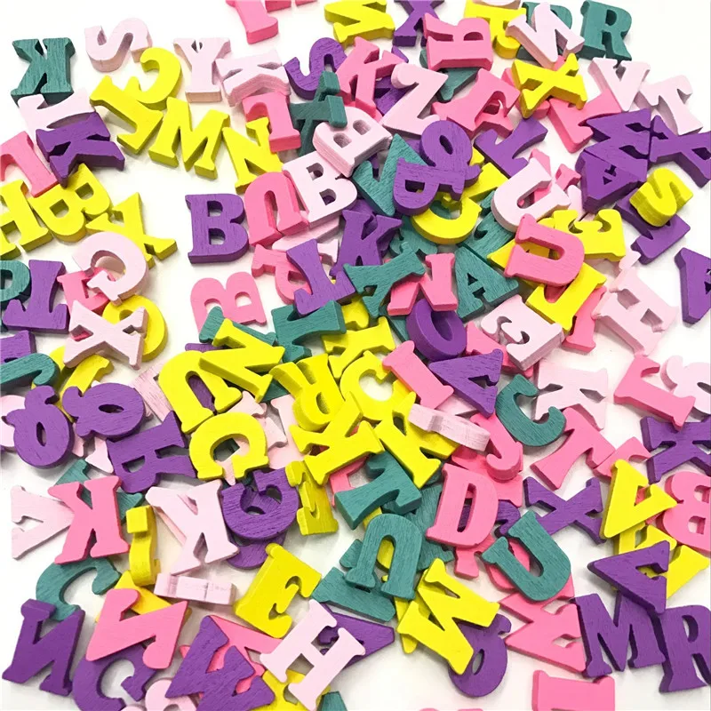 100 шт конфеты Цвета смешанный деревянный алфавитный набор сделай сам для