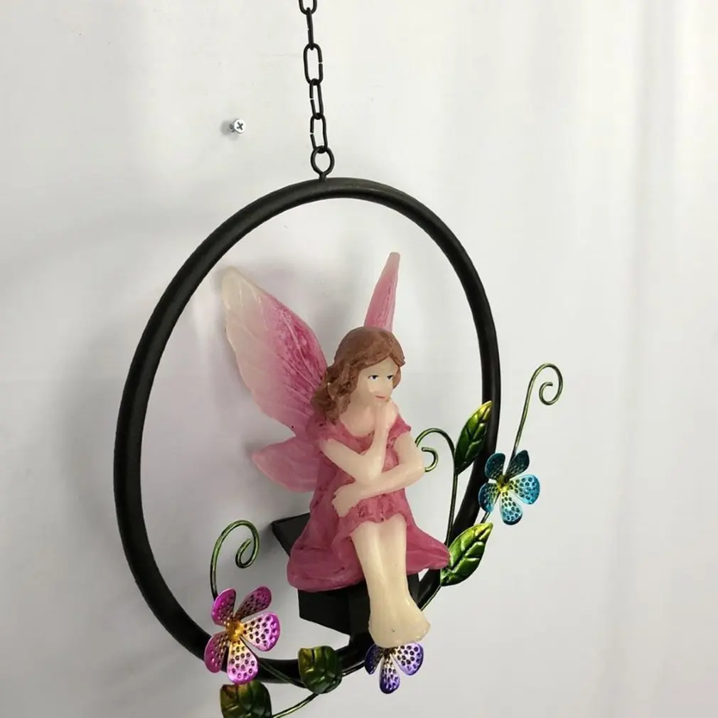 

Solar Vinyl Flower Fairy Solar Lawn Light Iron Pendant Light Craft Garden Lawn Light Park Lawn Decoration Energy Saving Lamp