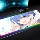 Rem Re Zero популярный периферийный аниме светящийся светодиодный USB геймерский компьютерный ноутбук RGB Kawalili игровые аксессуары коврик для мыши Deak коврик