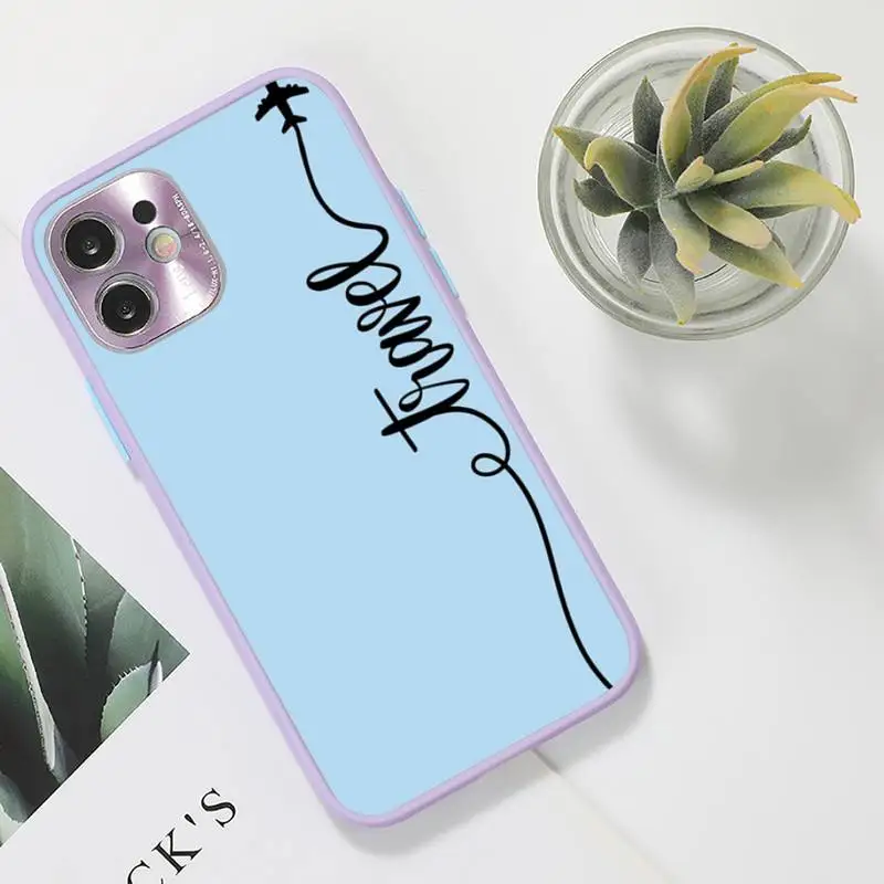 

World Map Travel Phone Case purple matte transparent For iPhone 7 8 x xs xr 11 12 pro plus max mini Clear Funda