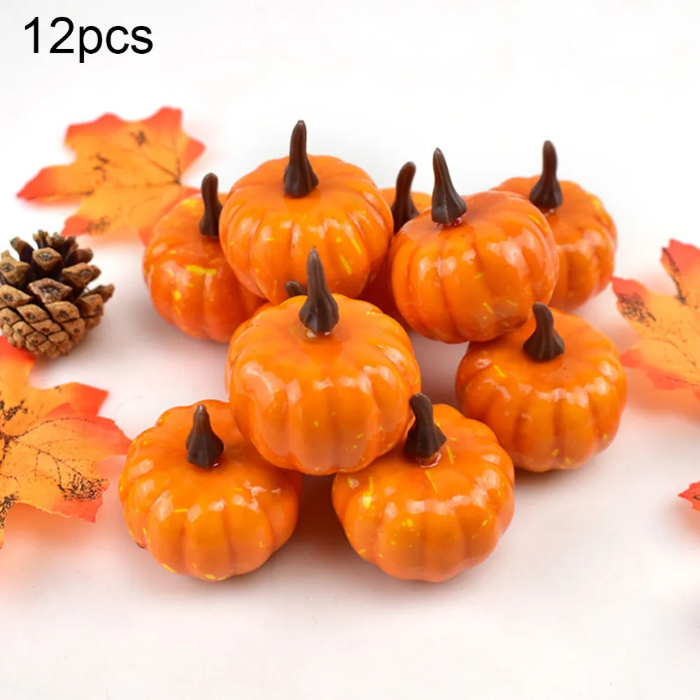 

12pcs Simulated Mini Foam Pumpkins Vegetables Models Realistic Pumpkins Photo Props For Halloween Thanksgiving Home Party Scene