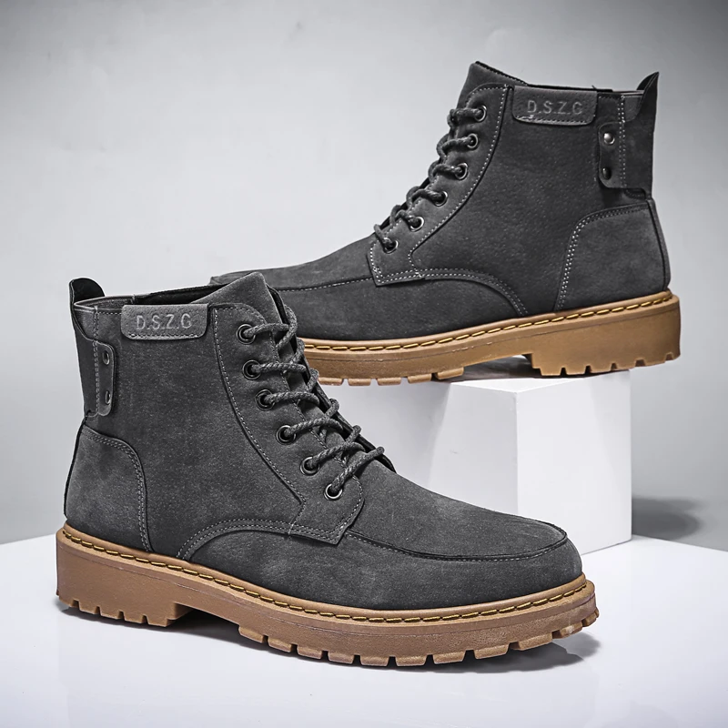 Осенние мужские рабочие ботинки TOSJC высокие ковбойские на шнуровке армейские