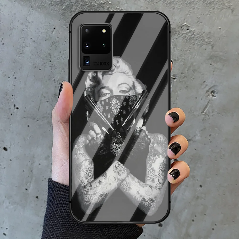 

Marilyn Monroe Phone Tempered Glass Case Cover For Samsung Galaxy S Note 5 6 9 10 10E 20 21 FE Plus Uitra Phone case Painting