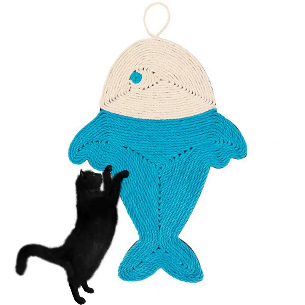 

HOT SALES!!!Fish Shape Pet Cat Scratch Pad Natural Sisal Non-slip Scratcher Toy Cushion Sleeping Rug with Hanging Rope Skin-frie