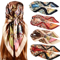 fashion printed luxury scarf woman silk headscarf bandana women casual shawl muffler design scarf for ladies hijab scarves wraps
