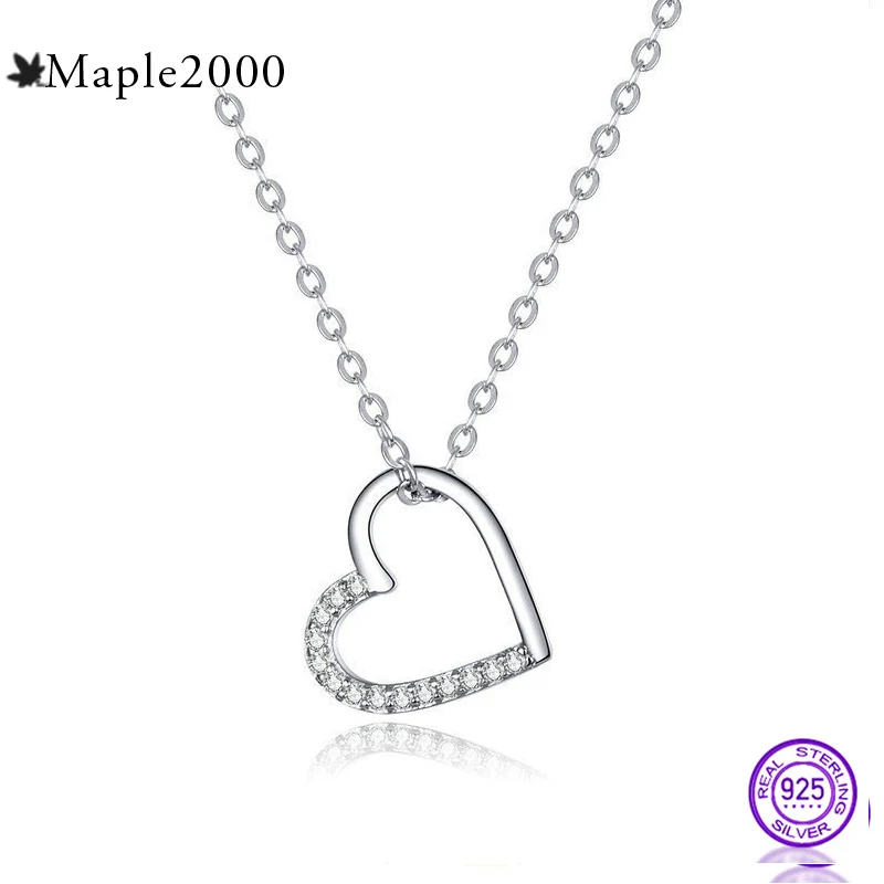 Модное ожерелье с кулоном в виде сердца из стерлингового серебра s925 пробы