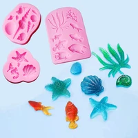 crystal uv resin silicone mold for diy various hippocampus shell starfish marine series expoxy ice fondant gumpaste cake mould