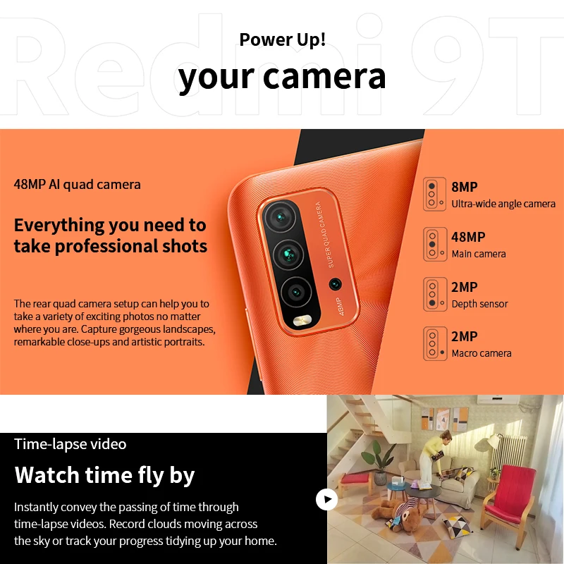Xiaomi-smartphone Redmi 9T versi&oacute;n Global, tel&eacute;fono m&oacute;vil de 4GB, 64GB, 128GB, Snapdragon 662, ocho n&uacute;cleos, c&aacute;mara cu&aacute;druple de 48MP, pantalla FHD de 6,53 pulgadas, 6000mAh-2
