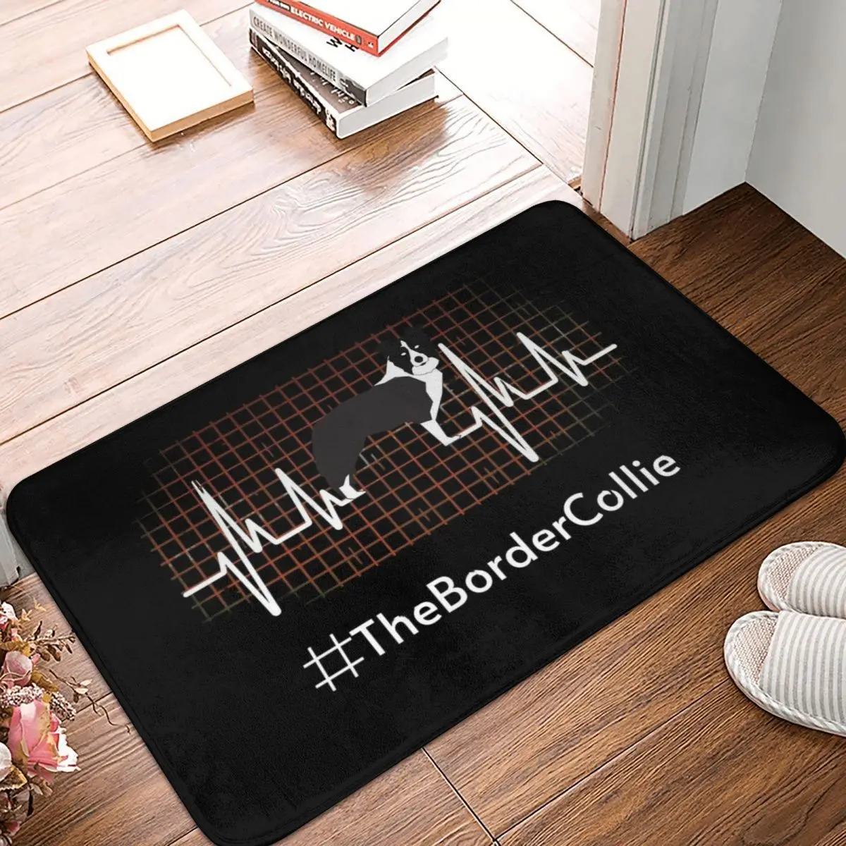 

Border Collie Heartbeat Polyester Doormat Rug carpet Mat Footpad Non-slip Sand ScrapingEntrance Kitchen Bedroom balcony Cartoon
