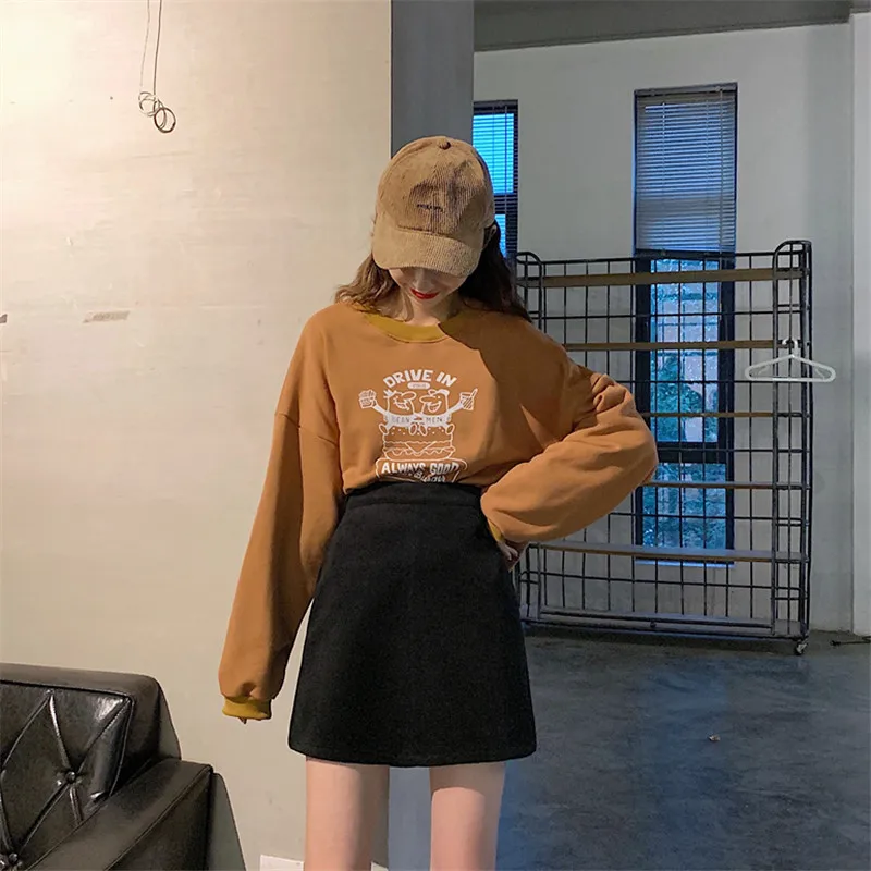 Женская мини-юбка Kawaii, одноцветная, универсальная, простая, Harajuku, корейская мода, высокая талия, юбки для женщин, s, а-силуэт, женская уличная одежда, мягкая