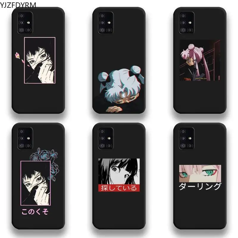 Грустный чехол для телефона в японском стиле аниме Samsung Galaxy A21S A01 A11 A31 A81 A10 A20E A30 A40