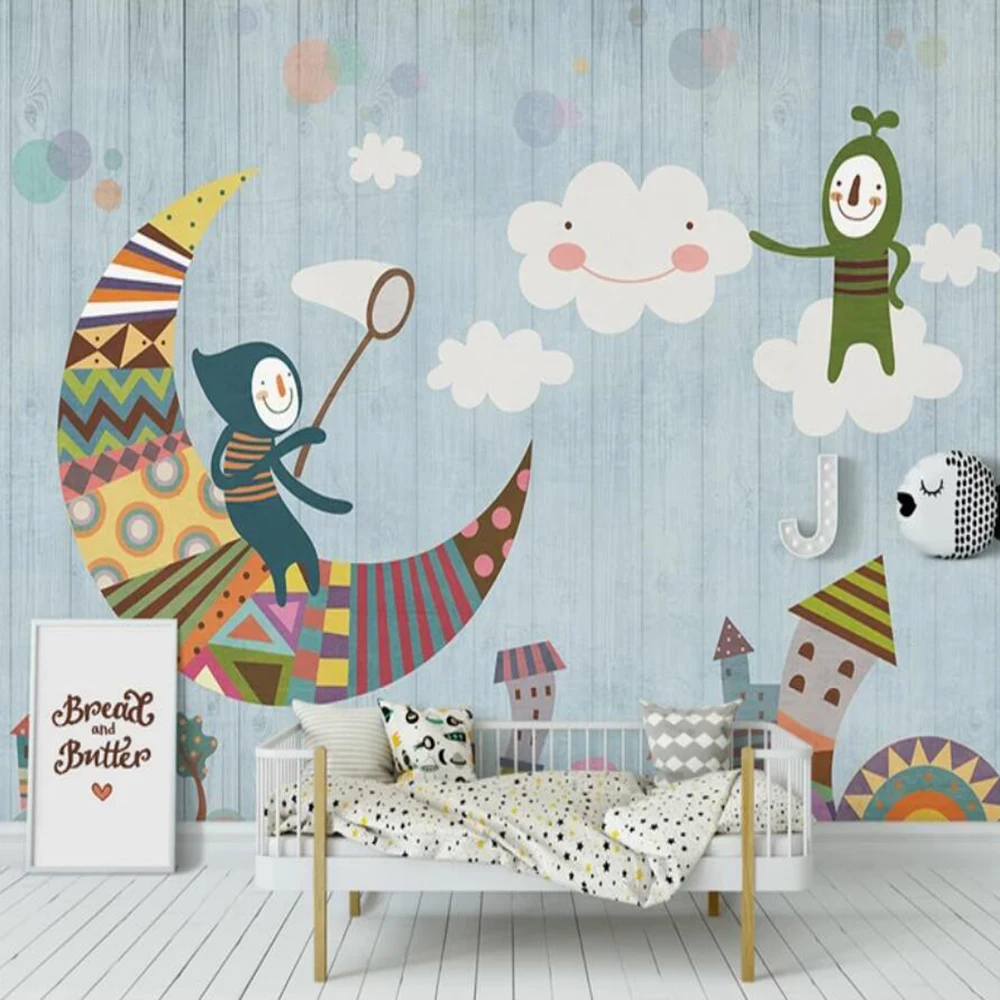 3D обои Milofi на заказ роспись Северный мультфильм деревянная доска фон для детской