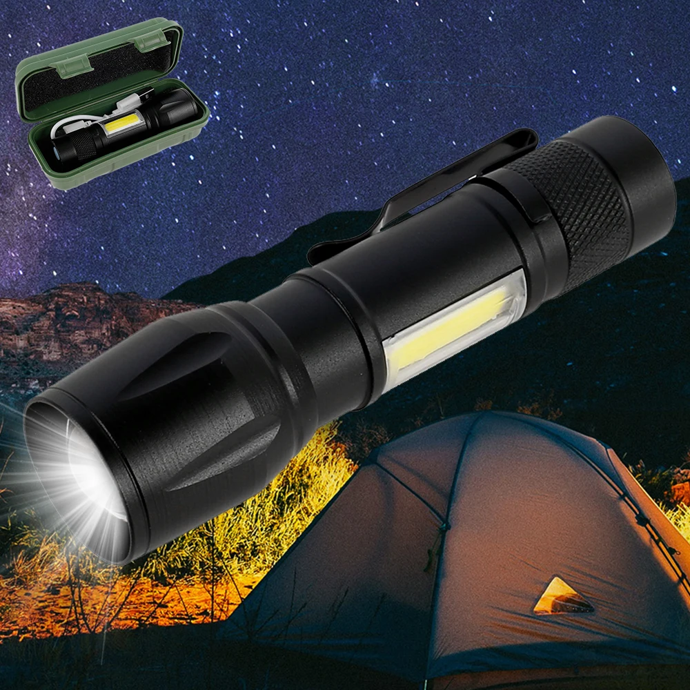 

Flashlight Zoom Focus Mini led Flashlight Torch Lamp Lantern 2000 Lumen Adjustable zaklamp Penlight Waterproof lightwork light