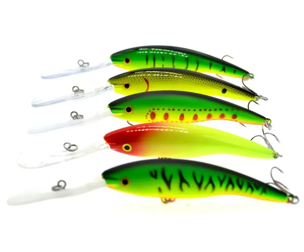 

5PCS fishing Fish Big Floating Minnow Crankbait hook Plastic lure baits 13.5cm/14g