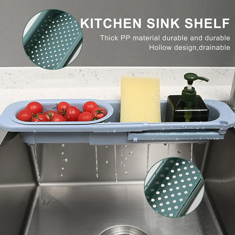 

Telescopic Sink Drain Shelf Kitchen Soap Dishcloth Sponge Storage Rack Retractable Bathroom Faucet Sink Sundries Organizer Case