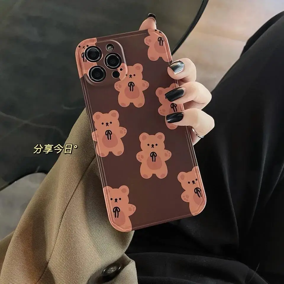 Чехол с милым бантом и медведем для iPhone 11 12 XR XS 7/8 SE 2020 силиконовый чехол новинка