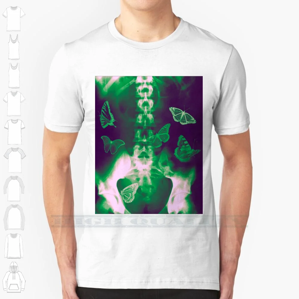 Хлопковая футболка для мужчин и женщин крутая с принтом бабочек в желудке