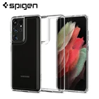 Чехол Spigen Ultra Hybrid для Samsung Galaxy S21 Ultra (6,8 дюйма), Прозрачная Жесткая задняя панель + гибкие противоударные чехлы