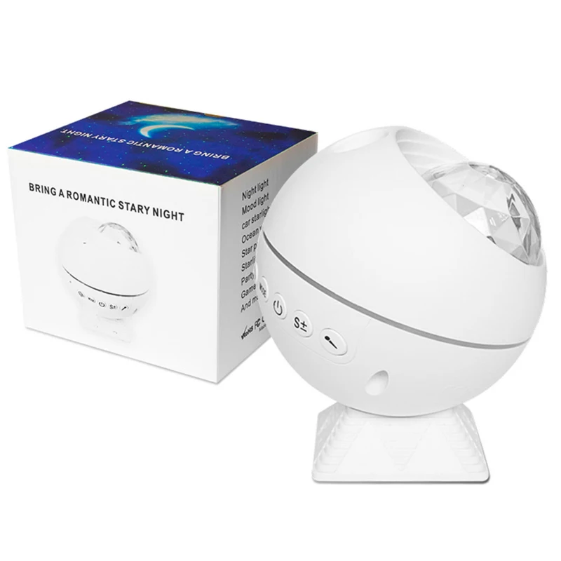 

2021 New Spherical Starry Sky Ocean Projector Night Light Remote Control Water Ripple Projection Lamp Moon & Cloud Ocean Wave