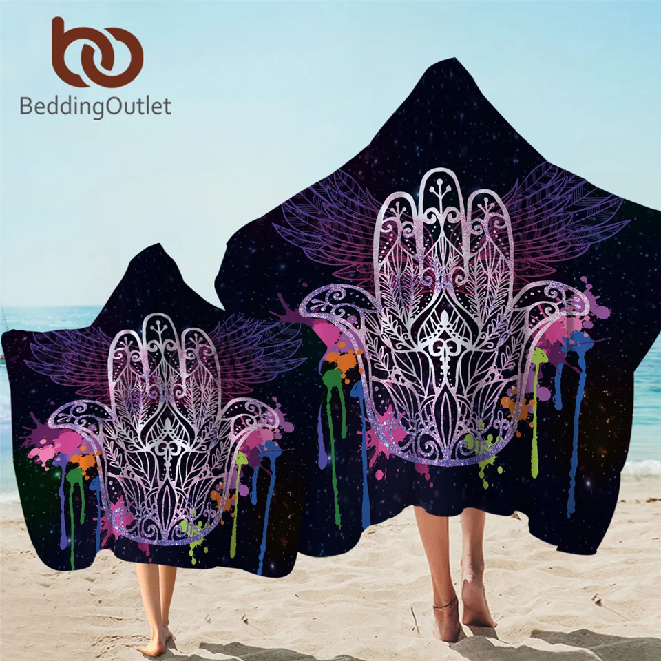 Полотенце BeddingOutlet Hamsa с капюшоном для рук акварельное банное полотенце в стиле