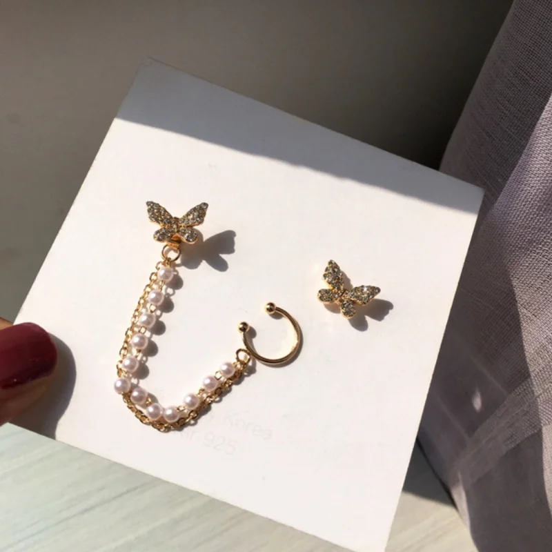 

Серьги-клипсы с бабочкой и кисточкой, 2 в 1