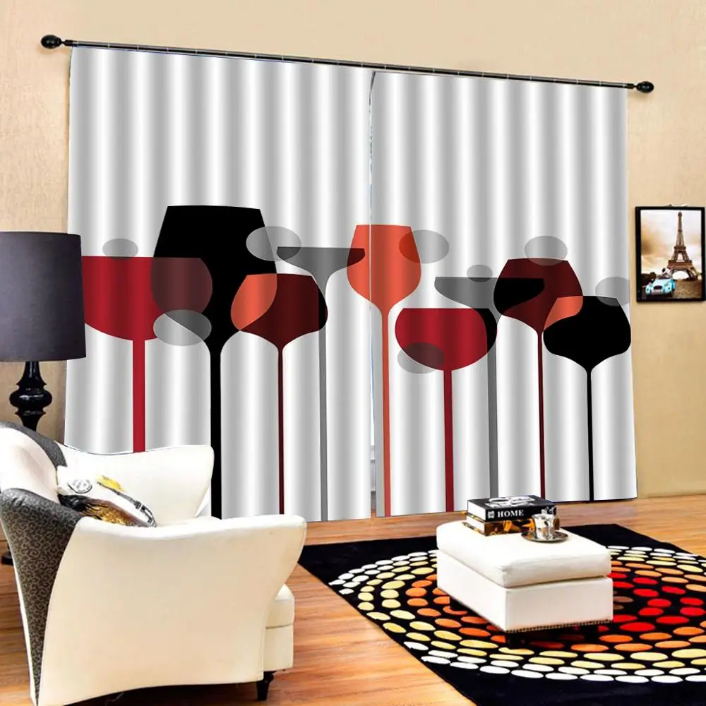 Curtain Goblet Cheap-Curtain-Fabrics 3D Digital Print Blackout Curtains For Living Room Bedroom Drapes Decor | Дом и сад