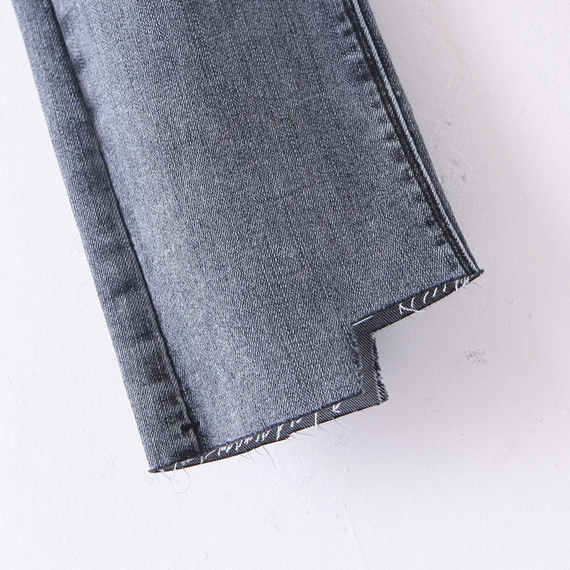 

YOSICIL Solid Cowboy Jeans Women Baggy Fashion Irregular Pants Lady Skinny Full Length Trousers Zipper Fly Bottoms Pantalones