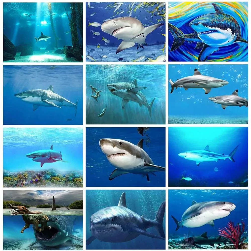 

5D DIY AB Diamond Painting Sea Animal Shark Pictures Of Rhinestones Diamond Embroidery Sale Mosaic Cross Stitch Decortion