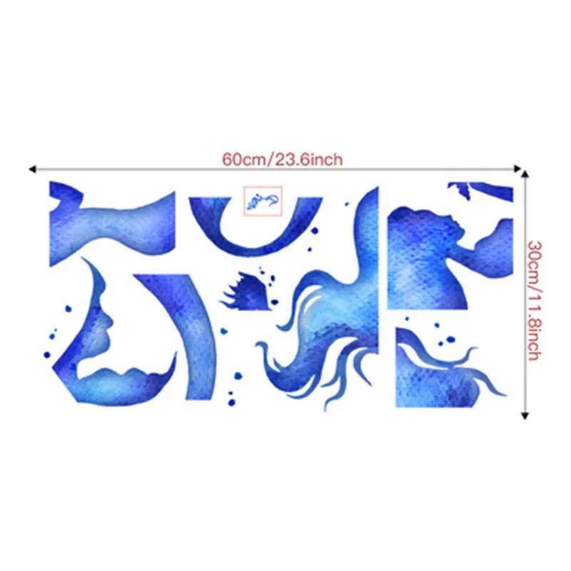 Настенные стикеры в виде русалки для детской комнаты домашний декор синяя