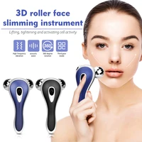 3d face massage roller microcurrent facial massager v face lift beauty roller vibration body massage facial wrinkle remover tool