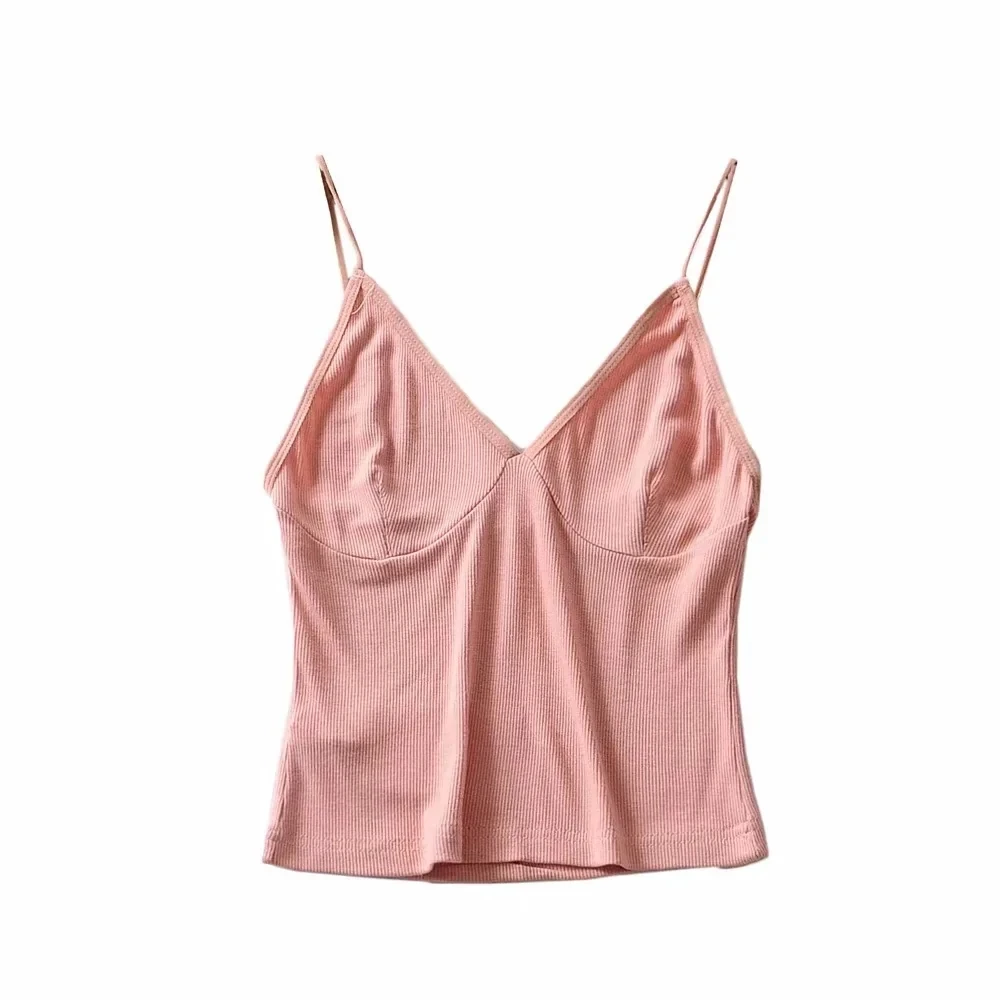 Кроп-Топ женский трикотажный эластичный однотонный в стиле ретро | Женская