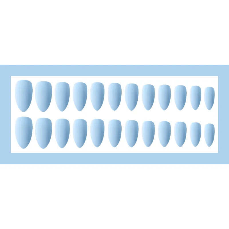 24 шт./компл. матовые небесно голубые накладные ногти многоразовые ультратонкие