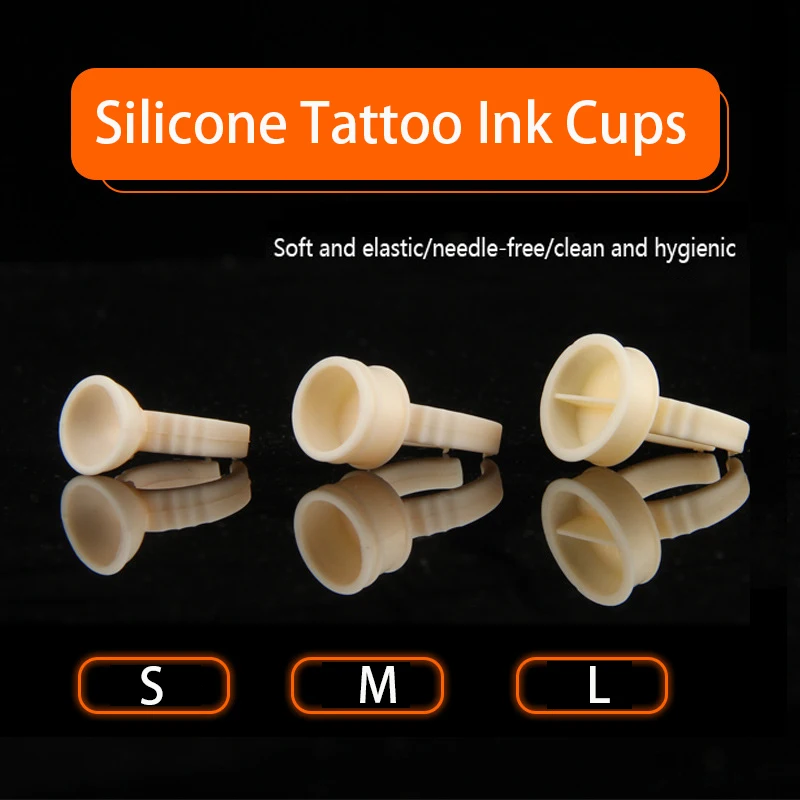 

Disposable 200pcs Tattoo Ink Ring Cups Glue Cap Microblading Pigment Cup Tattoo Container Holder Permanent Makeup Accessories