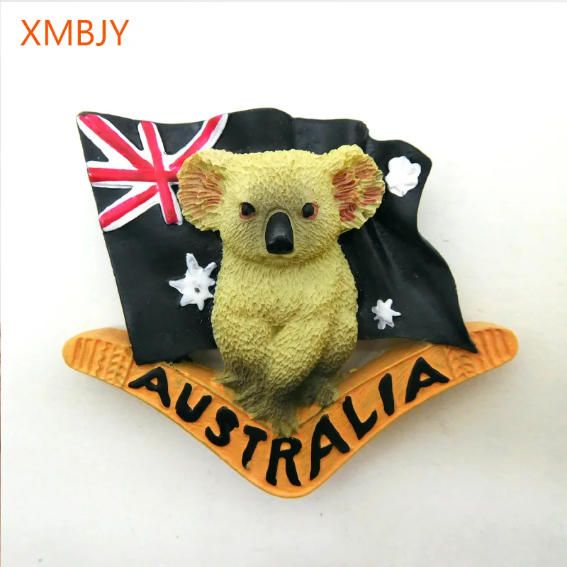 

3D холодильник, искусственная смола, Австралийский флаг, кенгуру, детские подарки, игрушка, домашнее рождественское украшение