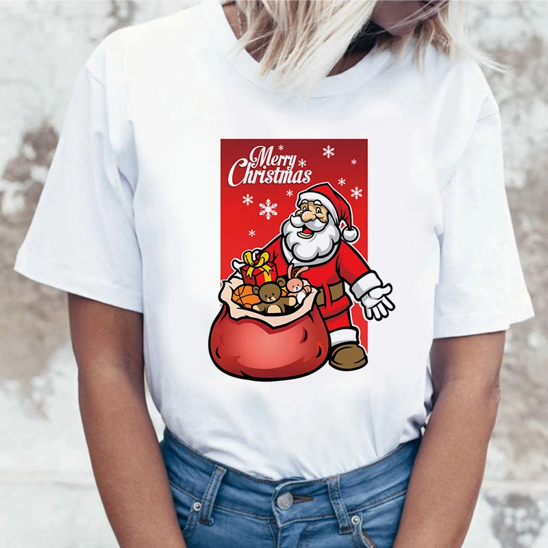 

Graphic Tees Tops Christmas Reindeer Tshirts Women Funny T Shirt O-neck T-shirt Vintage Vogue Ullzang Mujer_T-Shirt