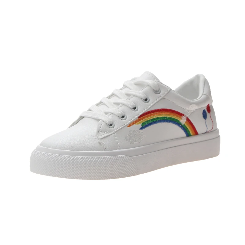 Весна 2020 Женские модные кроссовки на шнуровке Новинка Женская обувь с вышивкой