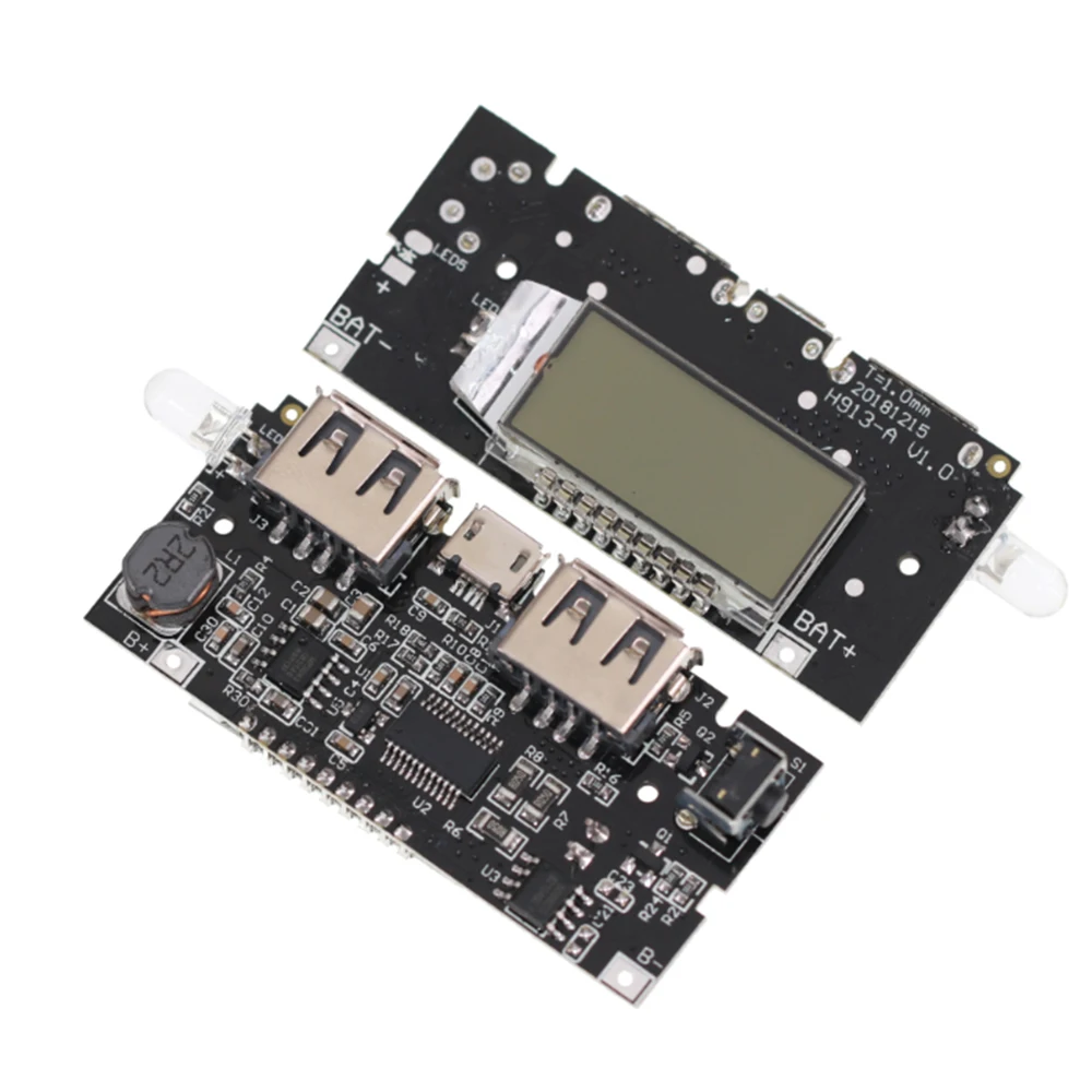 Двойной USB 5V 1A 2.1A цифровой ЖК дисплей Мобильный Внешний аккумулятор 18650 литиевая