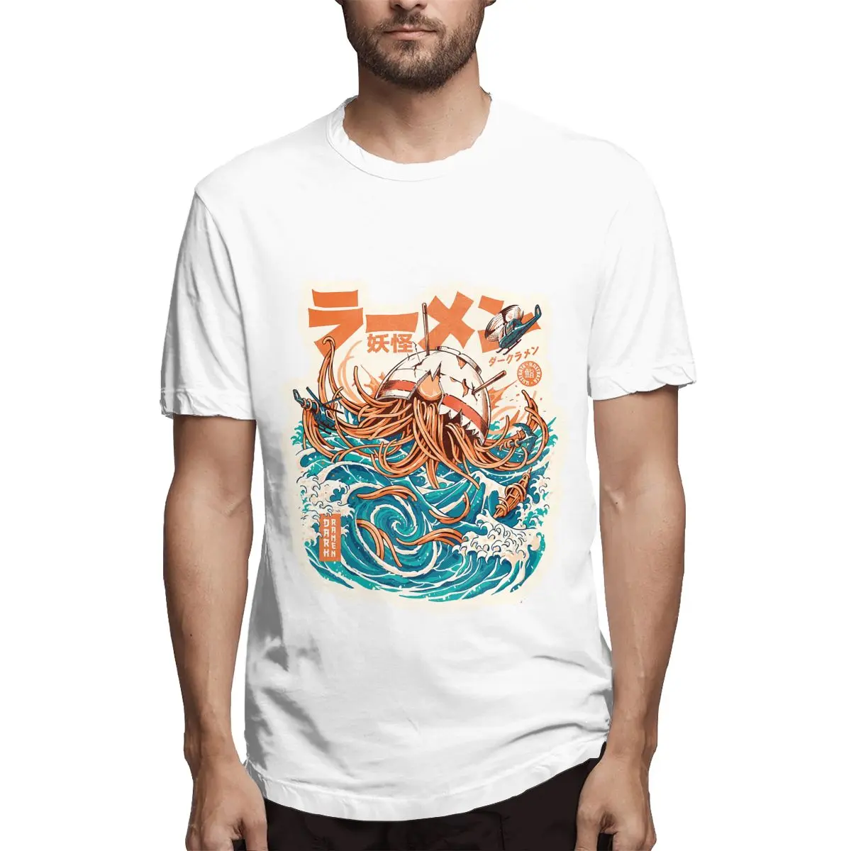 

Dark Great Ramen Off Kanagawa Graphic Tee Men's Short Sleeve T-shirt Funny Tops