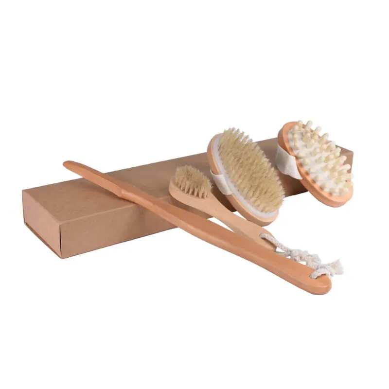 Новая Профессиональная щетка для сухой кожи массажер с натуральной щетиной спа