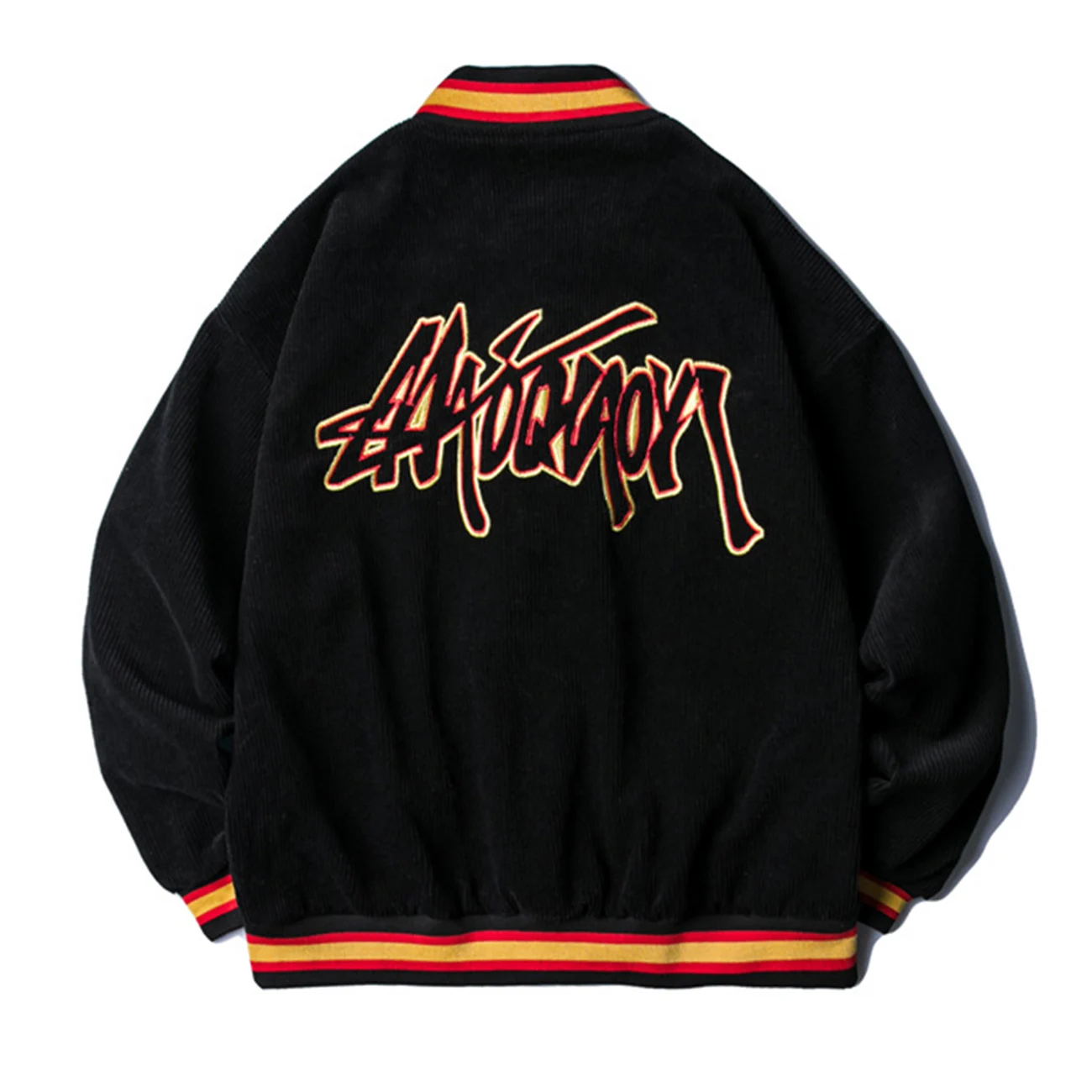 

LACIBLE Hip Hop Baseball Jacket Streetwear Letter Embroidery Corduroy Jacket Men Harajuku Bomber Jacket Coat Thin Outwear Tops