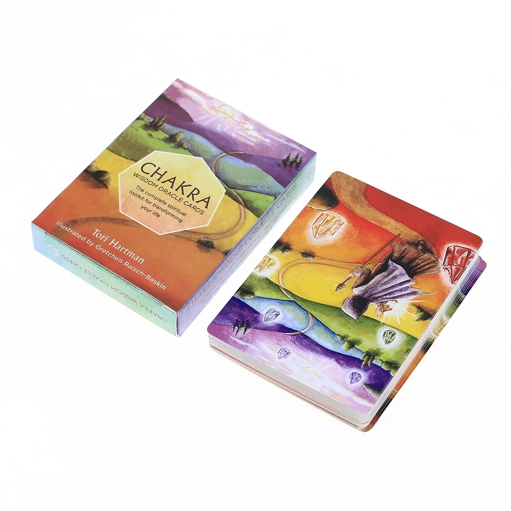 

44 Pcs Oracle Tarot Cards Deck Chakra Wisdom Card Board Deck Games Palying Cards for Party Game with Book Gift